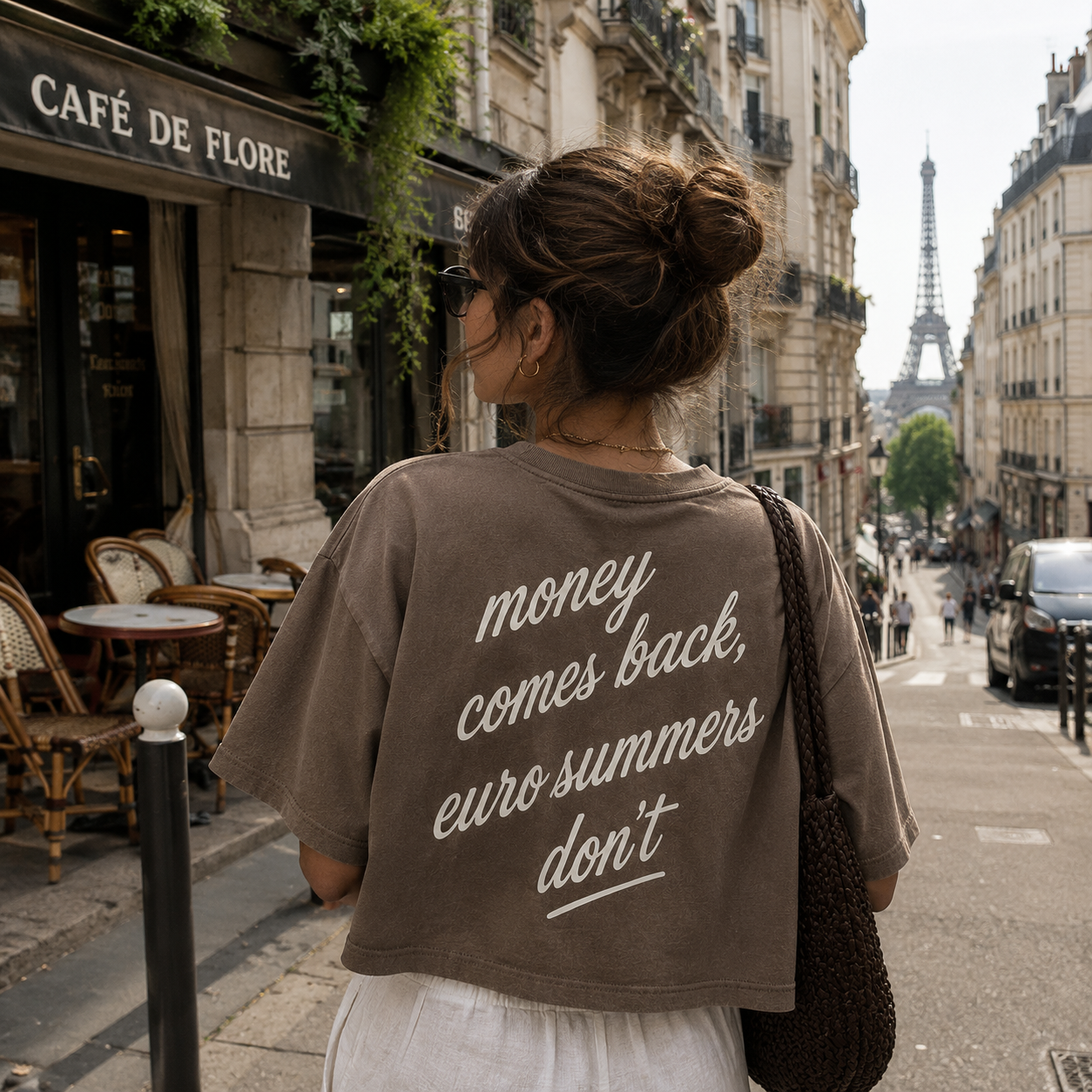 Money Comes Back Cropped Tee – Espresso
