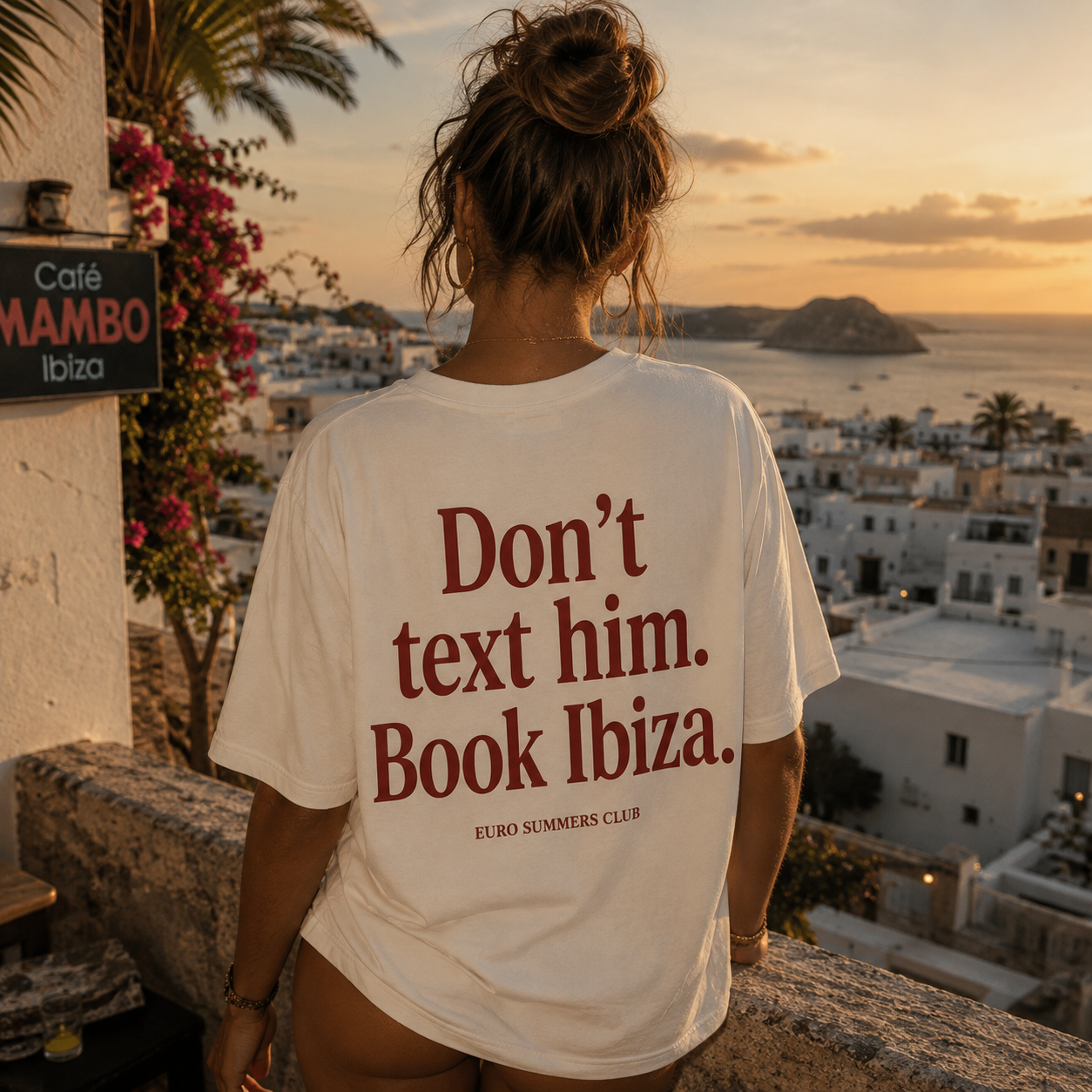 Don’t text him. Book Ibiza Tee