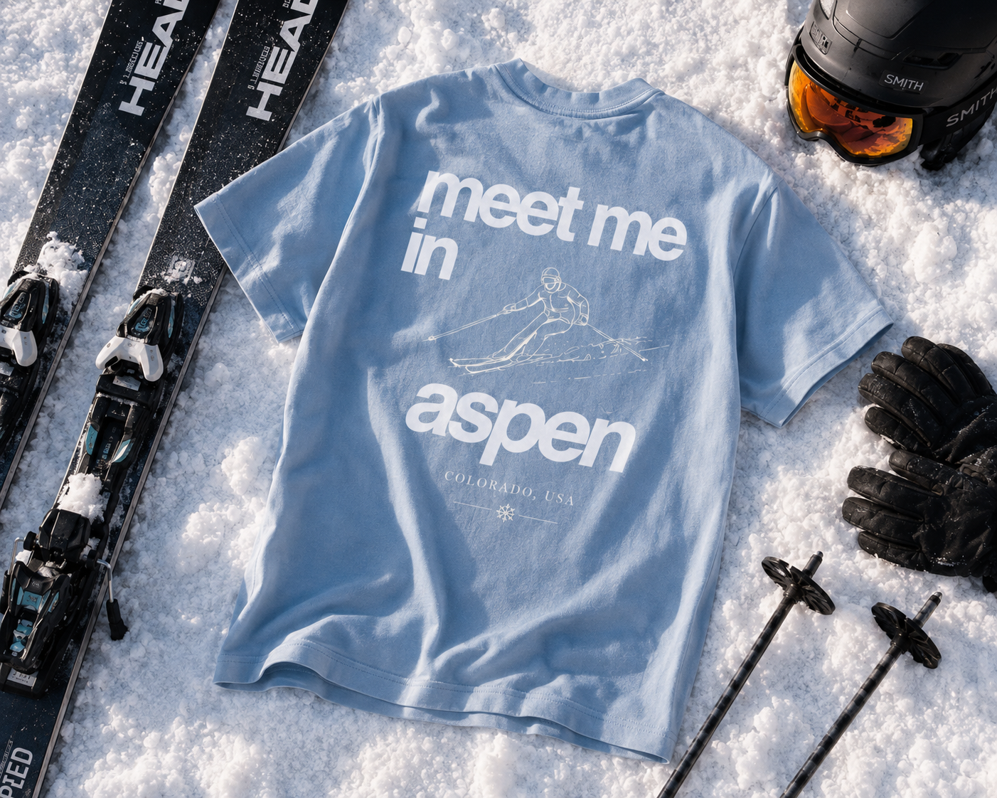 Meet Me in Aspen Tee — Glacier (Blue)