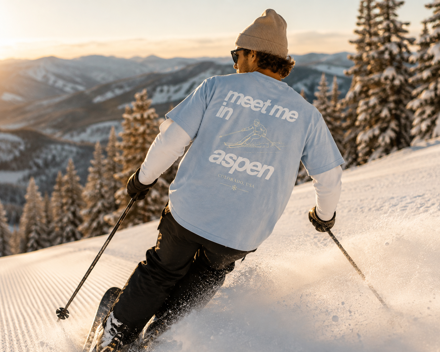 Meet Me in Aspen Tee — Glacier (Blue)