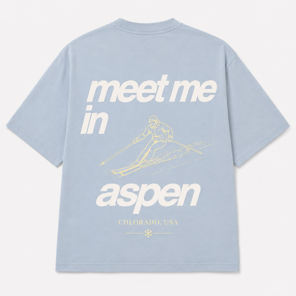 Meet Me in Aspen Tee — Glacier (Blue)