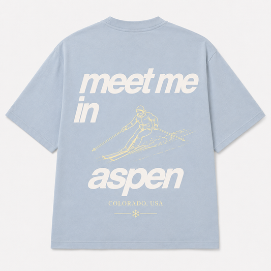 Meet Me in Aspen Tee — Glacier (Blue)