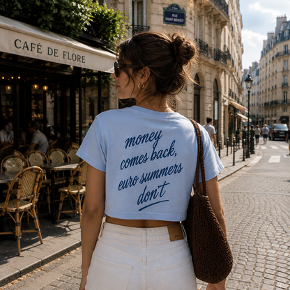 Money Comes Back Cropped Tee – Azure