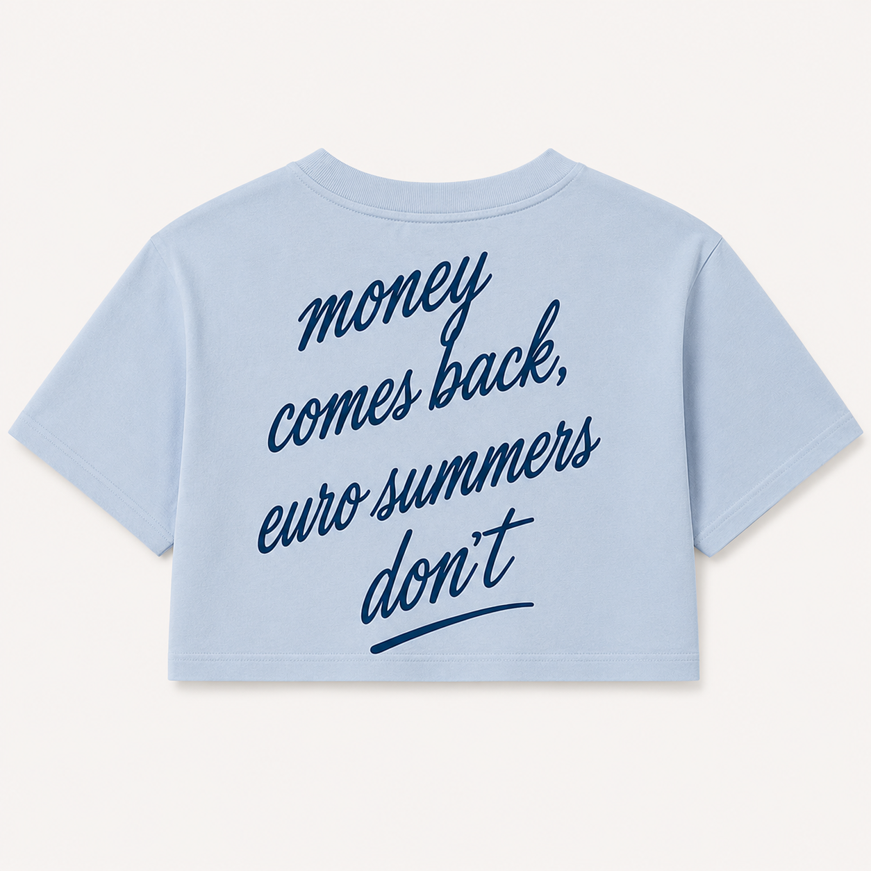 Money Comes Back Cropped Tee – Azure