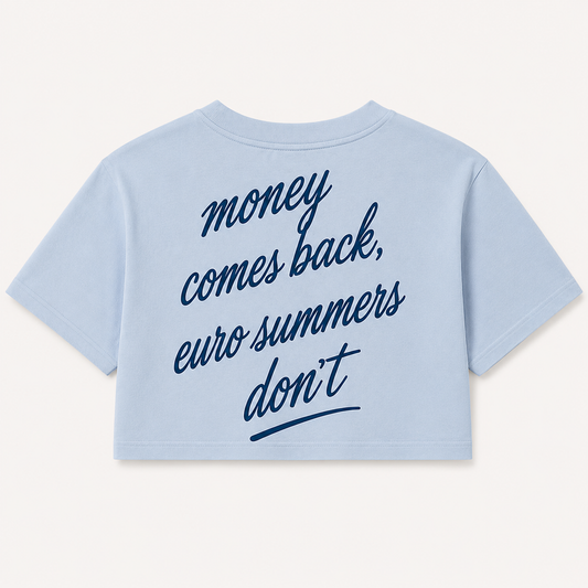 Money Comes Back Cropped Tee – Azure